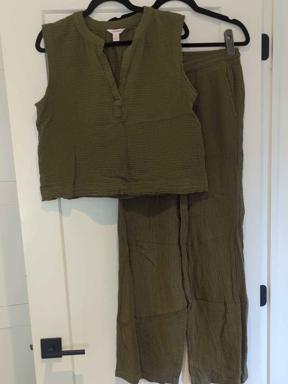 Joe Fresh Olive Green Sleeveless Top and Wide-Leg Pants Set